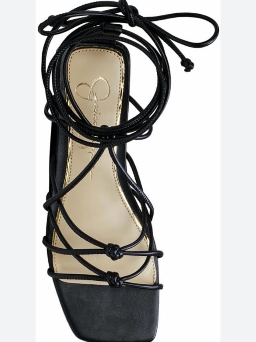 Jessica Simpon Black Lace-Up Strappy Sandal - Women